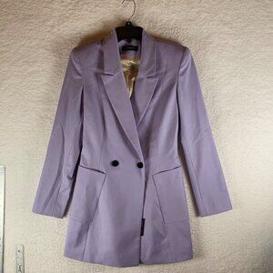 Marcell Von Berlin Women's Double Breasted Long Coat Lilac Blazer Size 4 US 9231